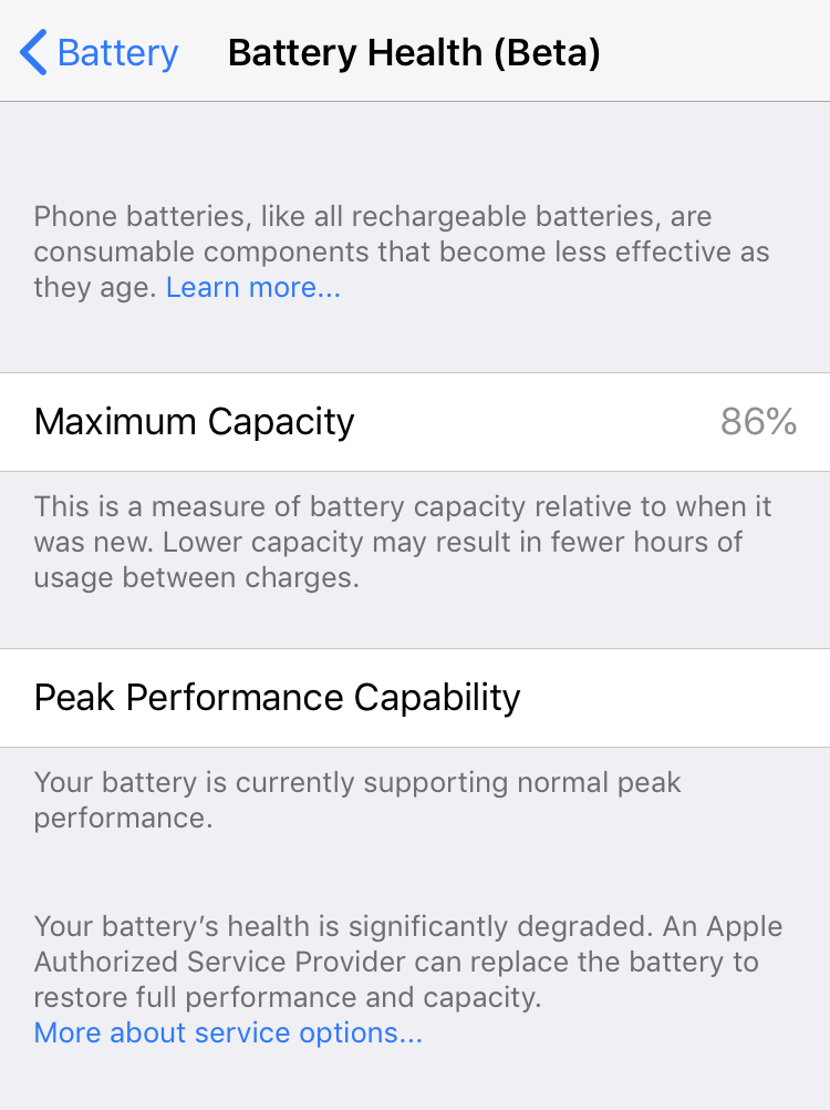 iOS 11.3 battery health