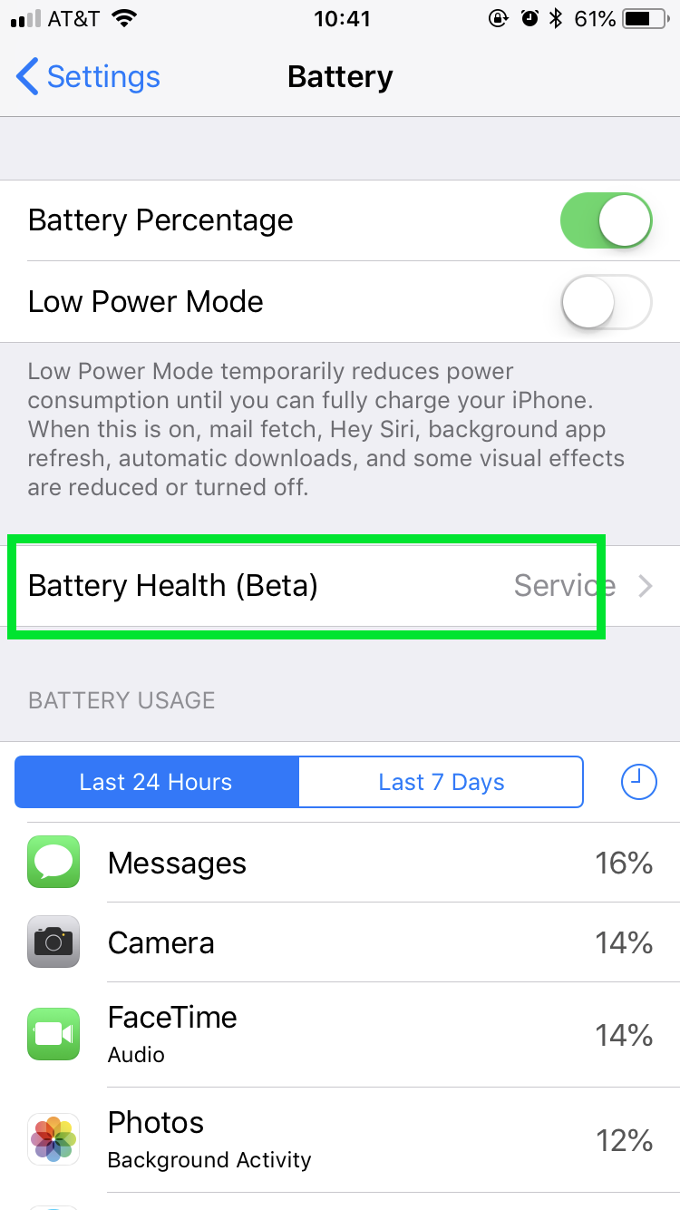View battery health
