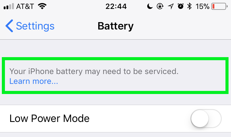 iPhone battery status