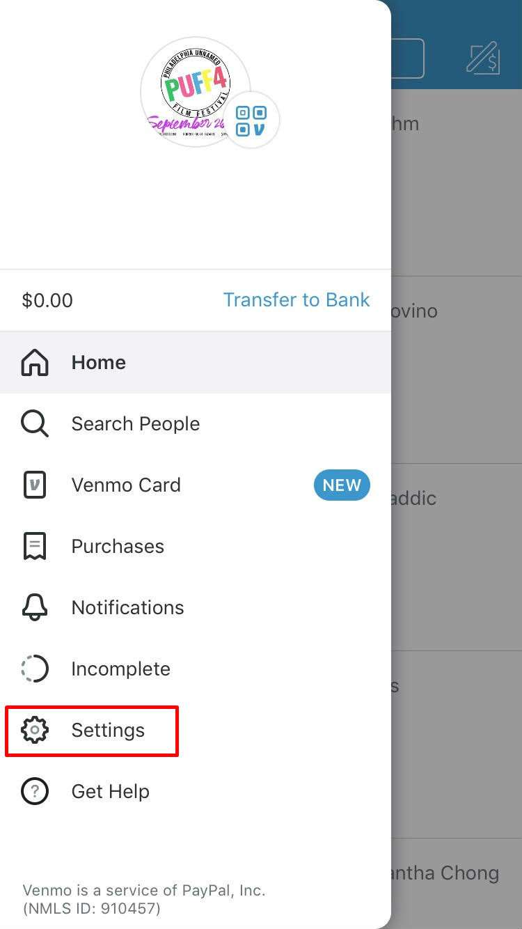 Venmo Settings Venmo Settings
