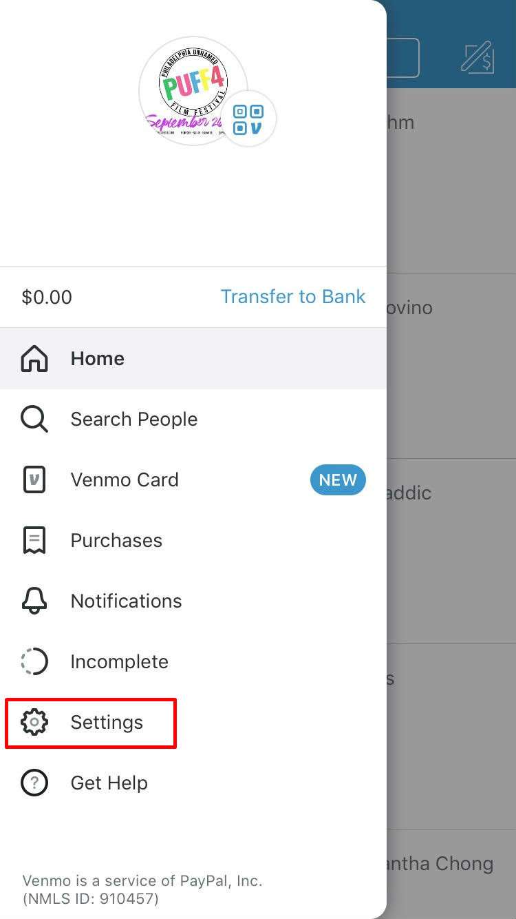 Venmo Settings