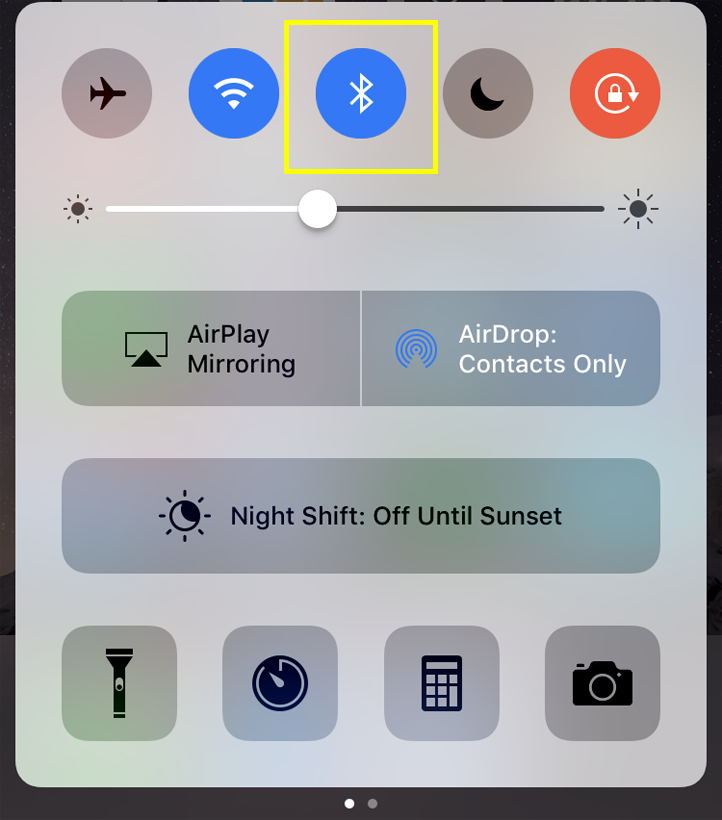 Bluetooth Control Center iOS 10