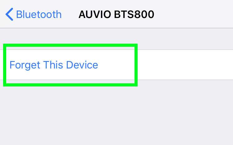 Bluetooth unpair iPhone