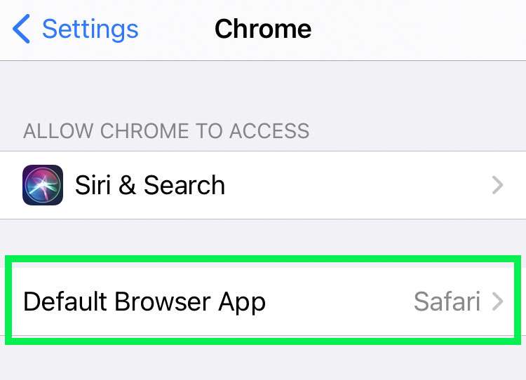 Default web browser iOS step 2