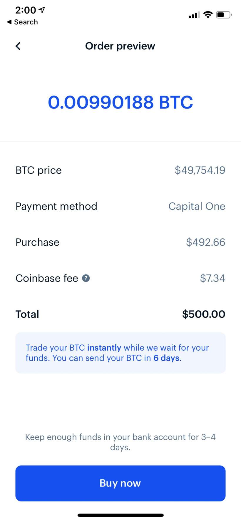 How to buy Bitcoin, EOS and BAT with Coinbase on iPhone or iPad.