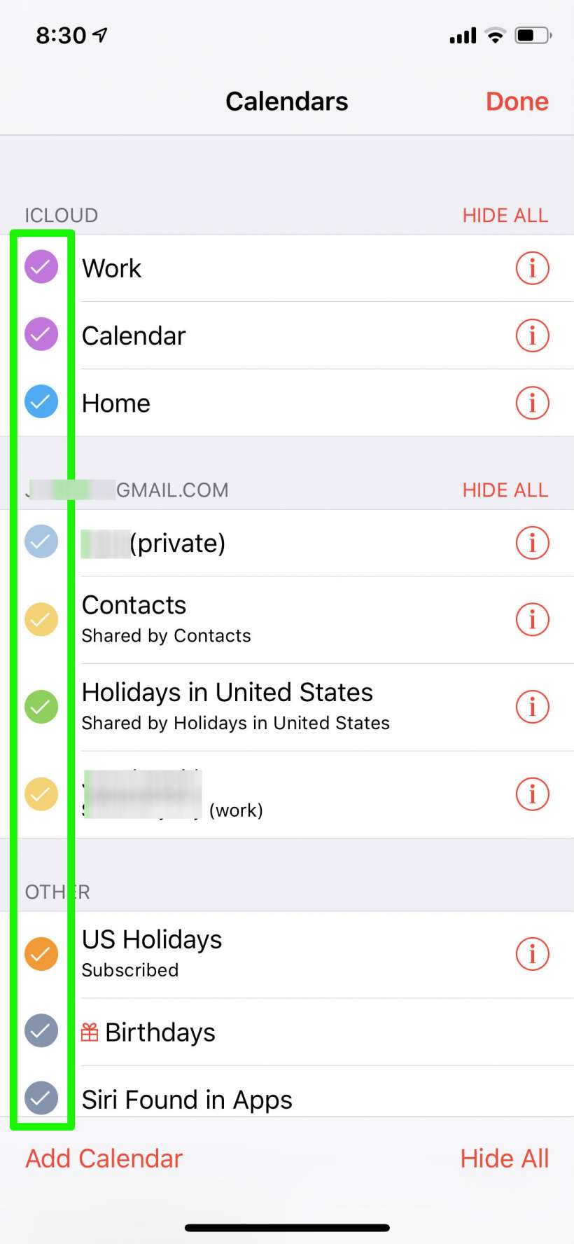 How to hide work, private and other calendars in Calendar for iPhone and iPad.