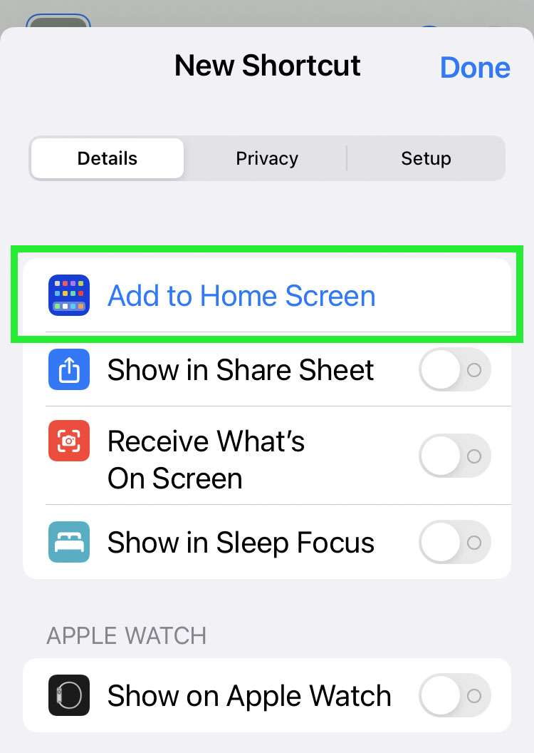 Add contact to home screen 6
