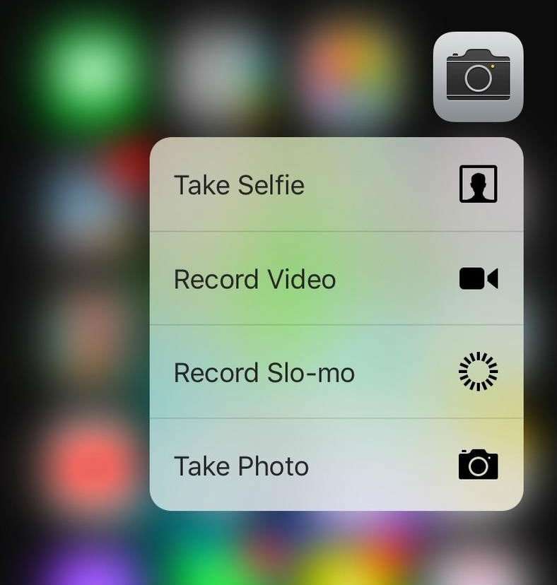 Camera Quick Action Menu