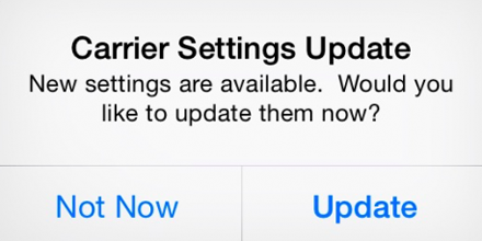 iPhone carrier settings update