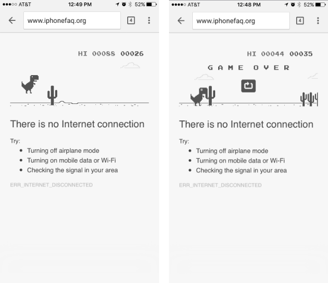 How to play Chrome's hidden game on iPhone.