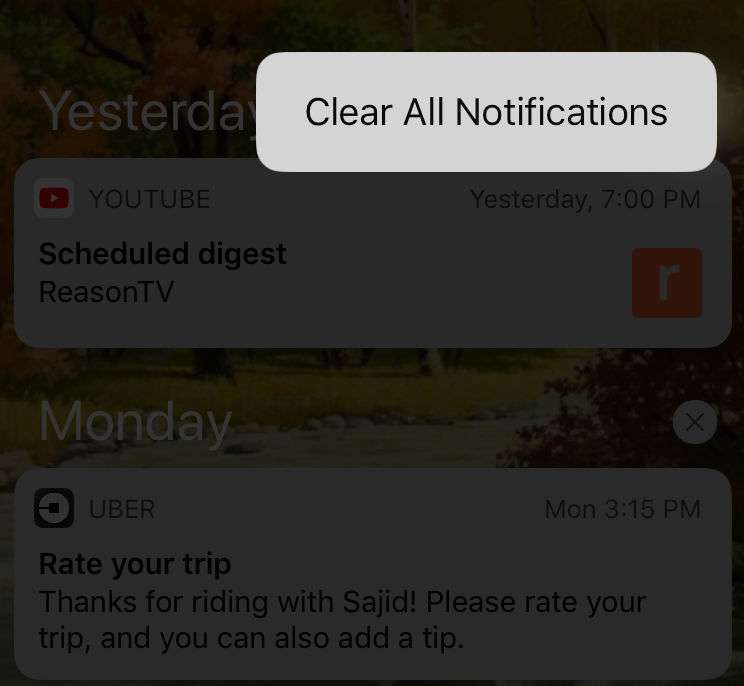 Clear All Notifications Clear All Notifications