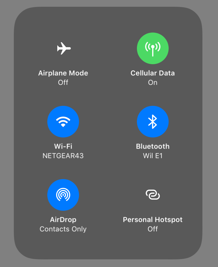 Control Center Options