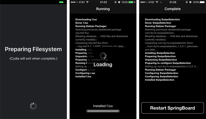 Cydia install tweaks Cydia install process