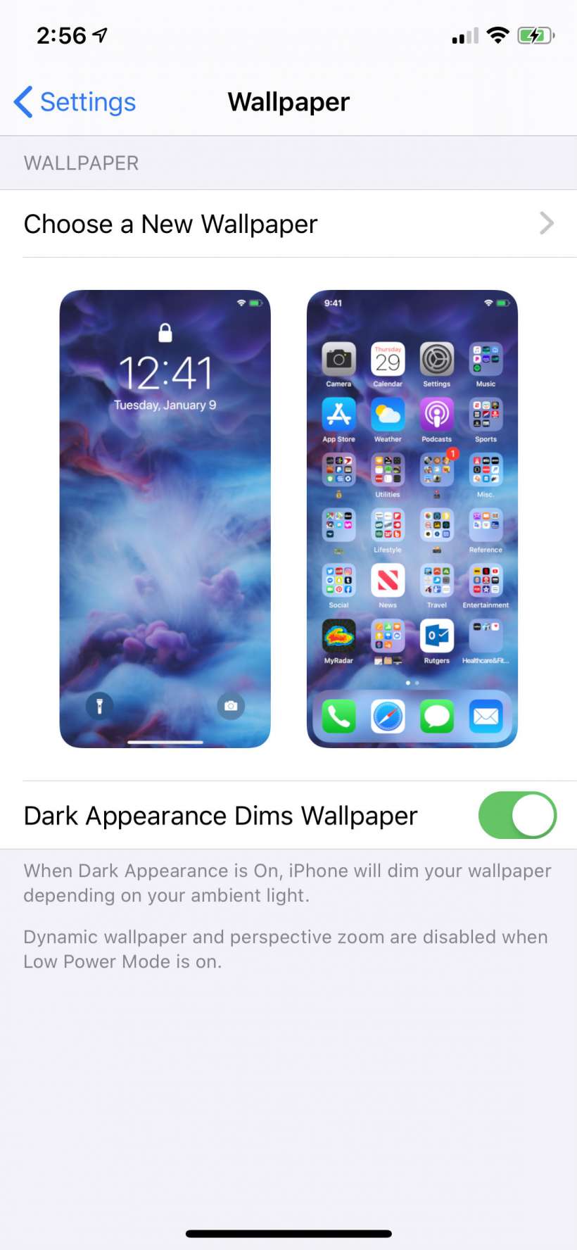 How can I automatically dim my iPhone  wallpaper  when Dark  