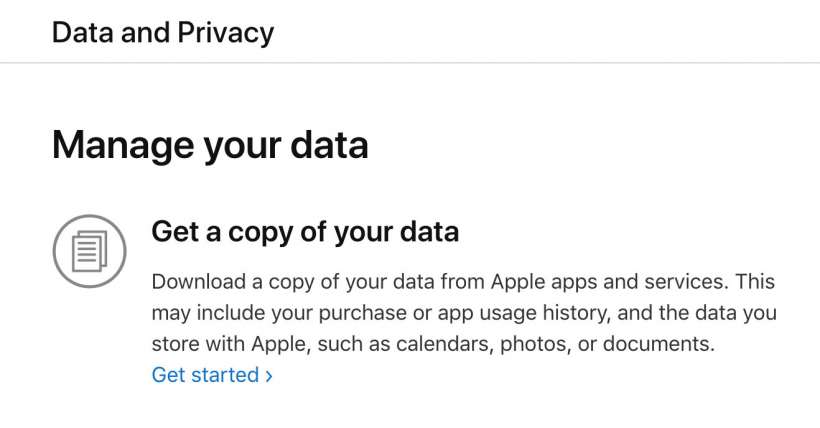 Apple personal data download