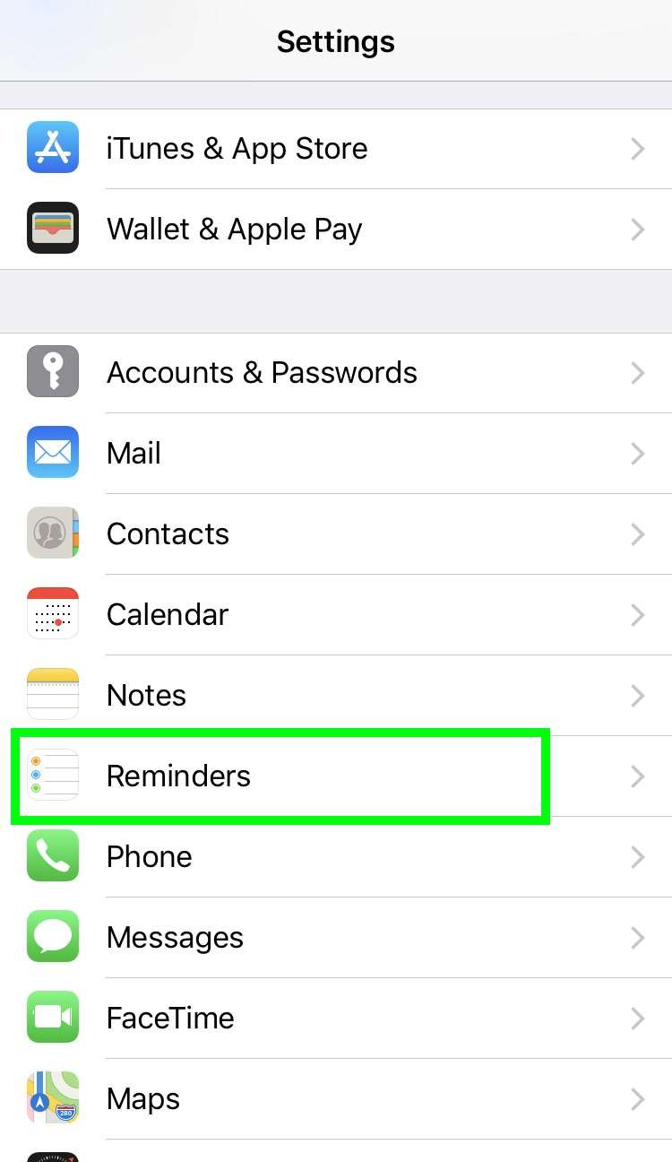 Default Reminders list