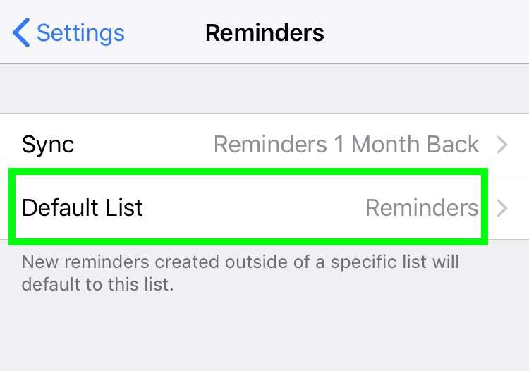 Default Reminders list 2