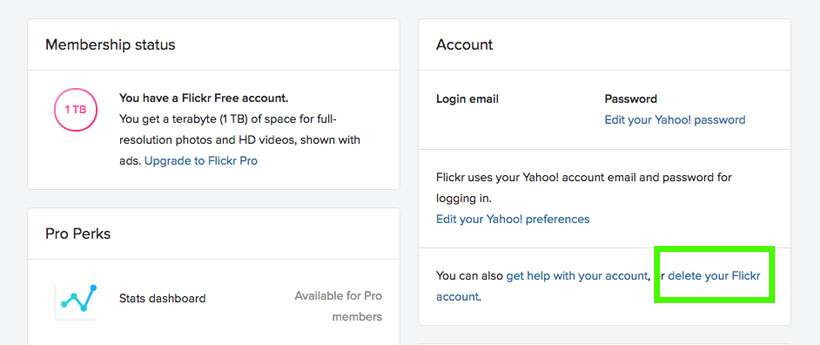 Delete Flickr account 3