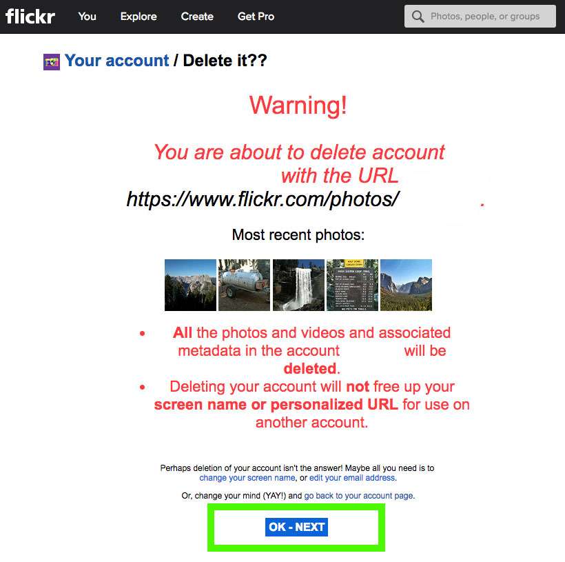 Delete Flickr account 4