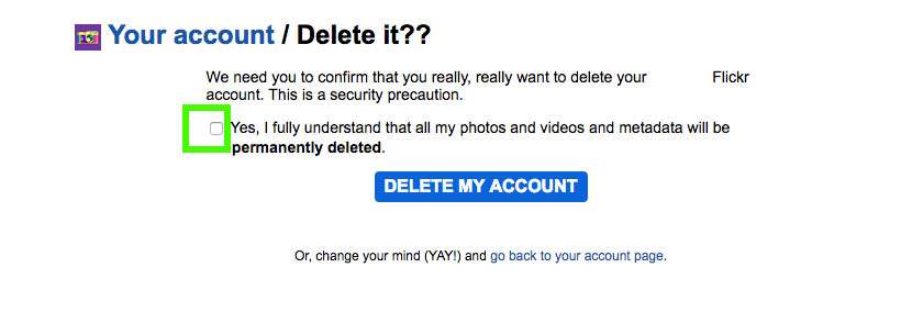 Delete Flickr account 5