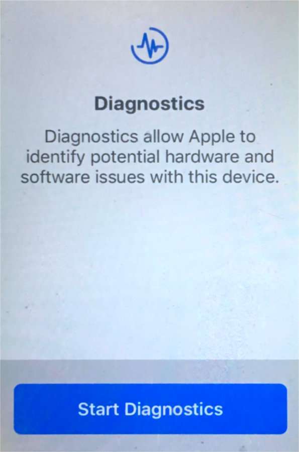 iOS diagnostics screen