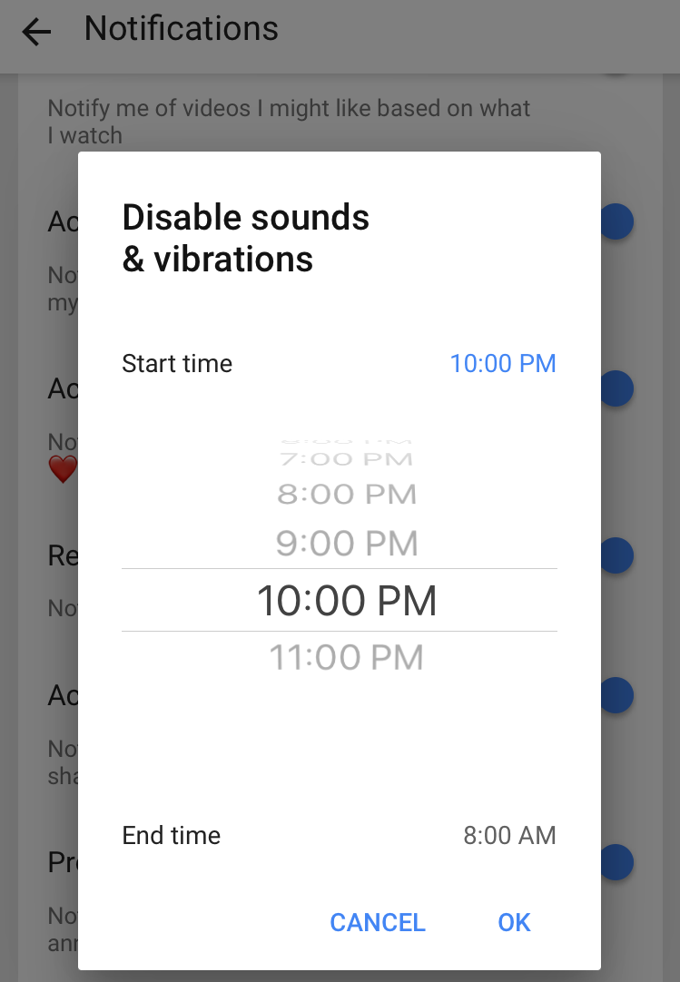 How to disable YouTube sound and vibrations for silent notifications