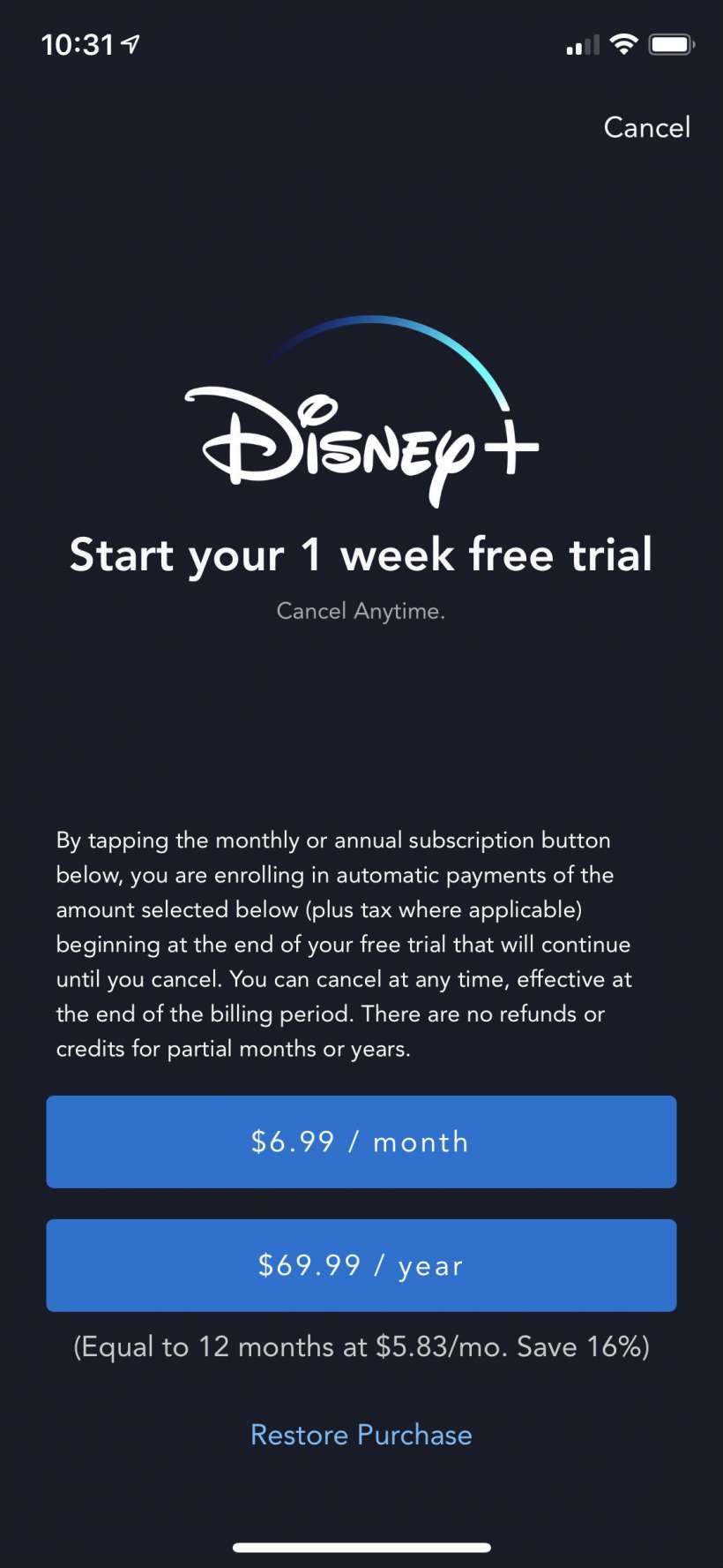 How to start your free one week trial period of Disney+ on iPhone and iPad.