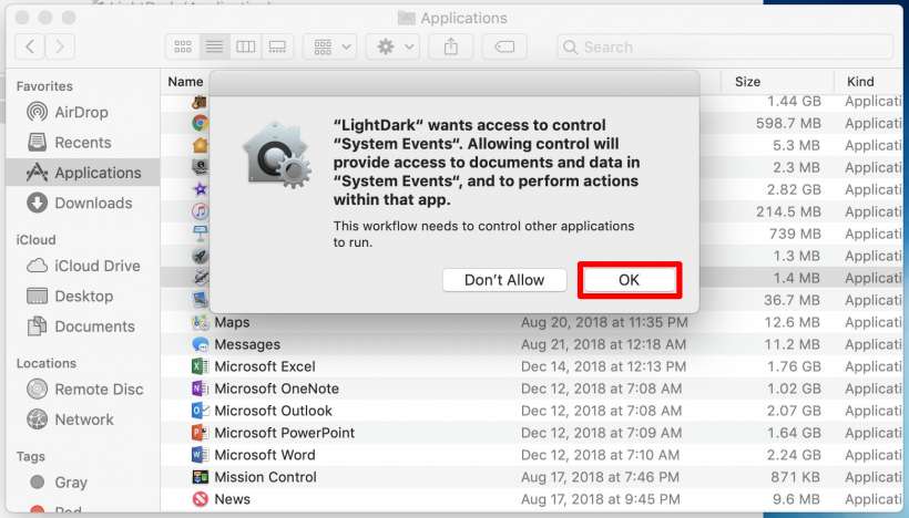 How to add a Night Mode toggle to your Mac Dock.