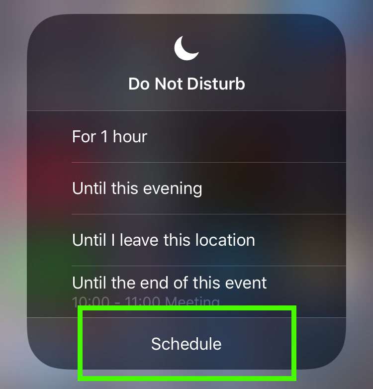 Do Not Disturb schedule option