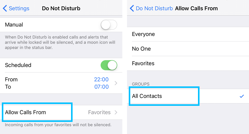 Only allow Contacts to call iPhone