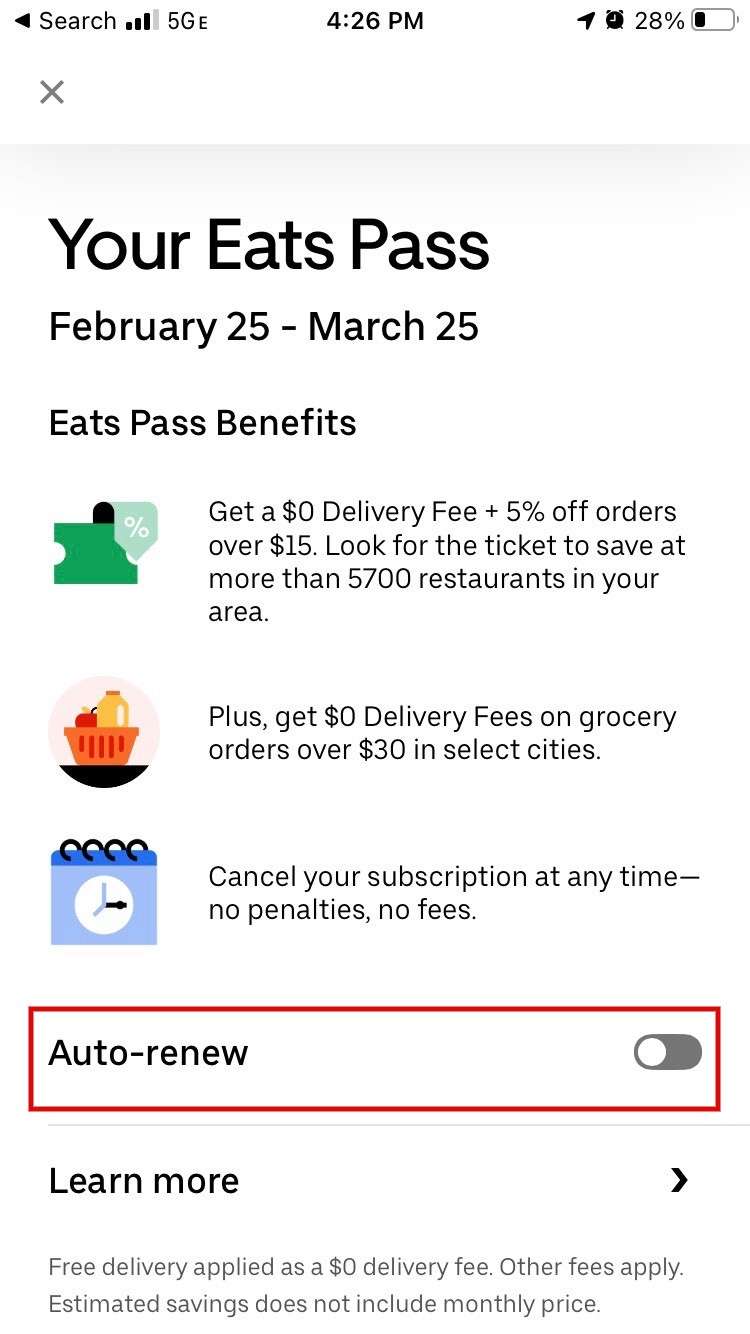 Uber Eats Pass