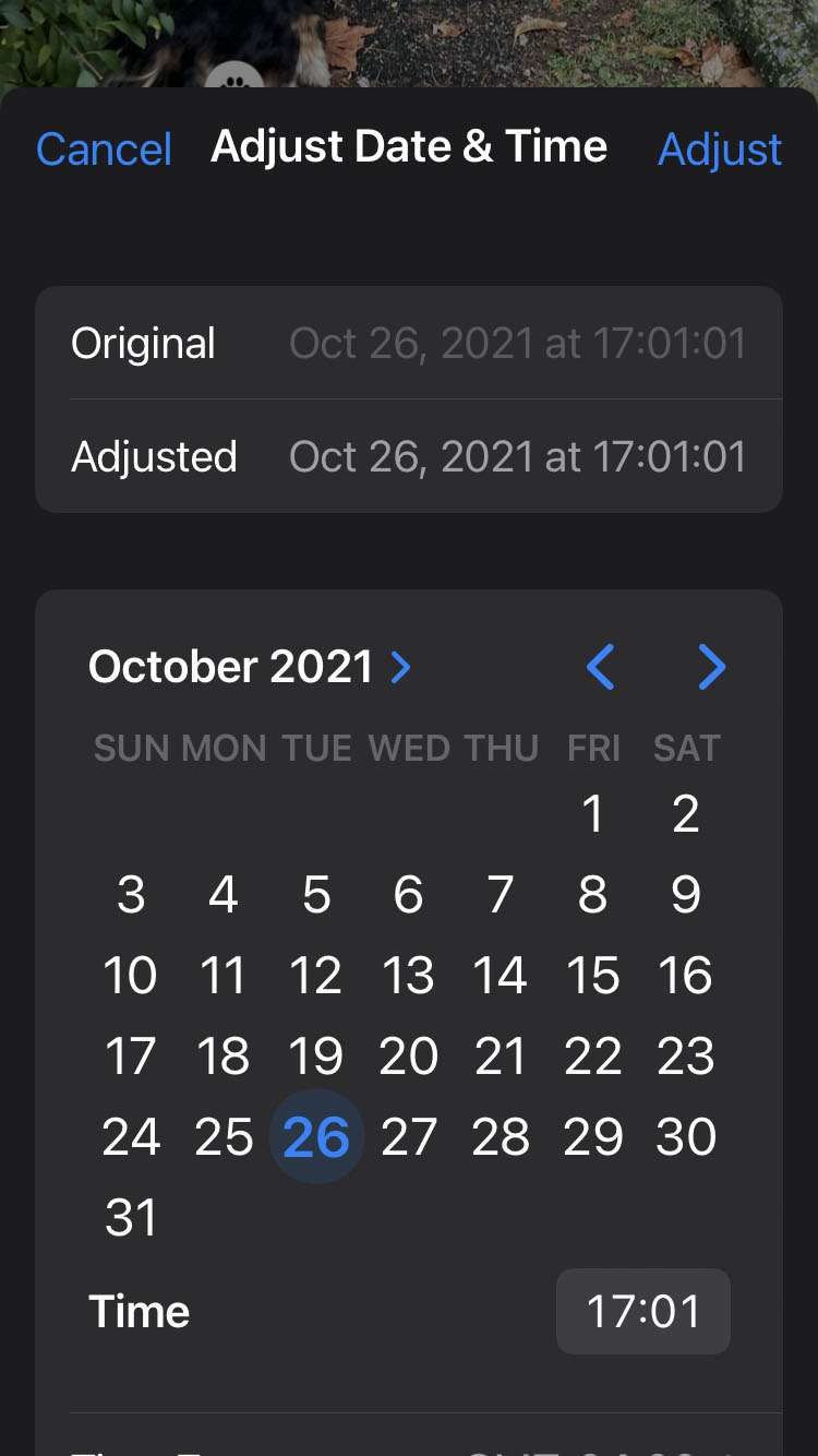 Apple iPhone EXIF date calendar