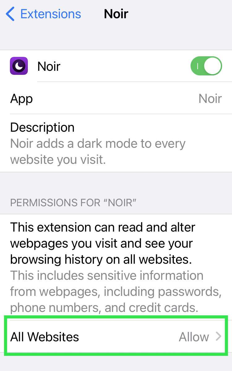 iOS Safari extensions 5