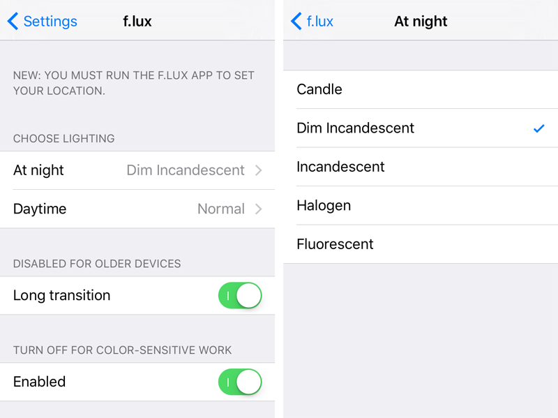 f.lux iOS f.lux iOS