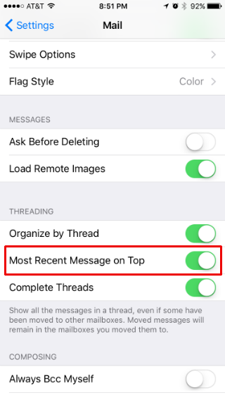 How to have most recent emails appear at the top of the thread. How to have most recent emails appear at the top of the thread.