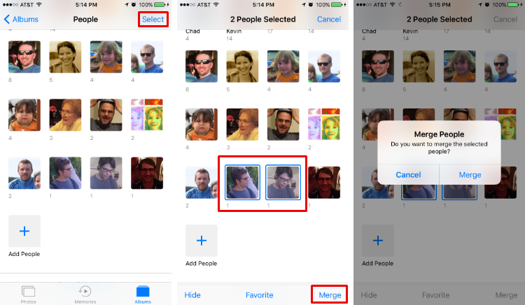 How to merge people in Photos.