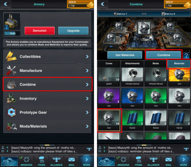 How to combine mods and materials on Mobile Strike. How to combine mods and materials on Mobile Strike.