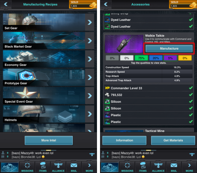 How to manufacture gear in Mobile Strike. How to manufacture gear in Mobile Strike.