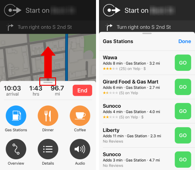 How to add stops along your route in Maps.