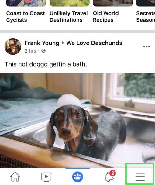 Facebook more menu Facebook more menu