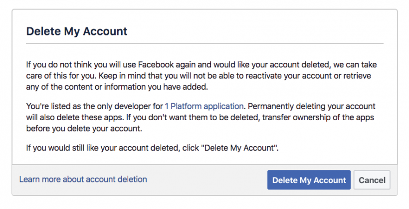 Facebook delete account permanently