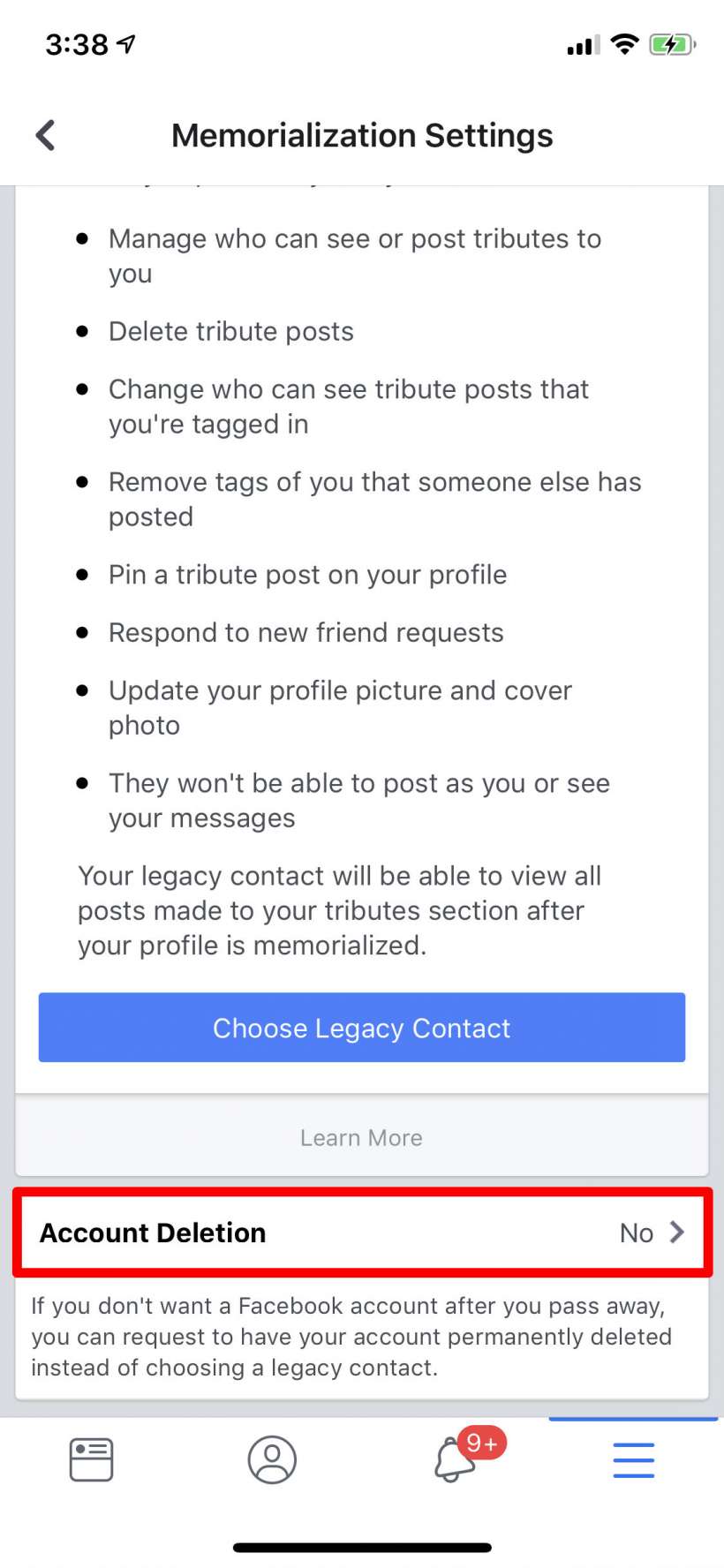 How to add a legacy contact and have your Facebook account deleted after you die.