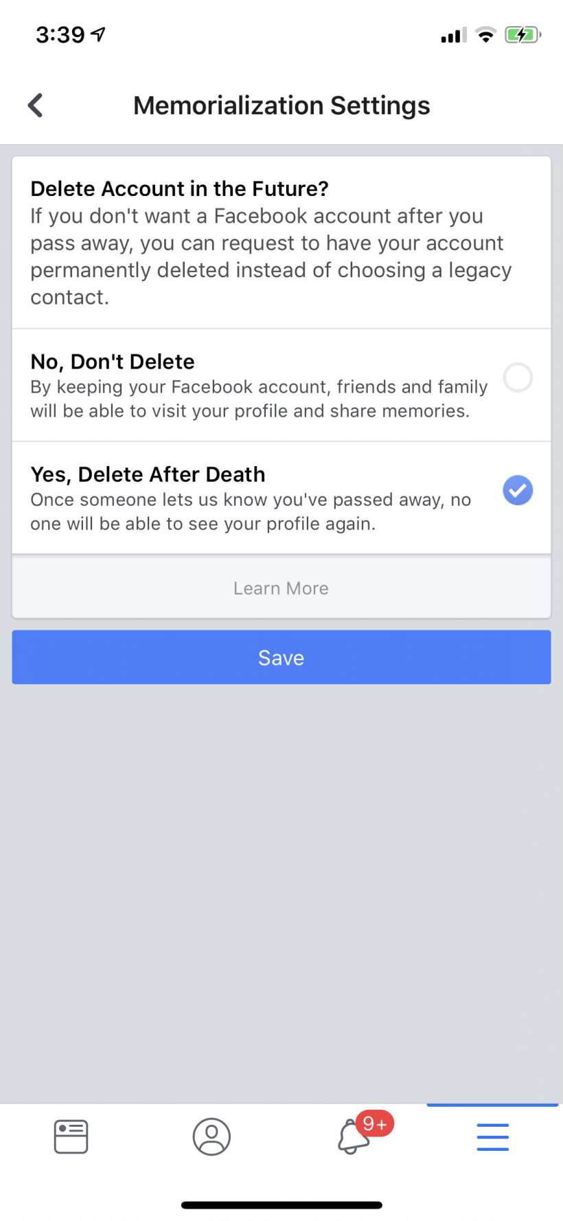 How to add a legacy contact and have your Facebook account deleted after you die.