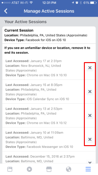 How to log out of all active Facebook sessions from iPhone or iPad.