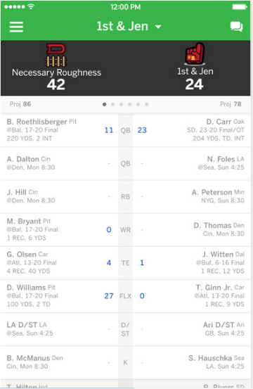 ESPN fantasy football app.