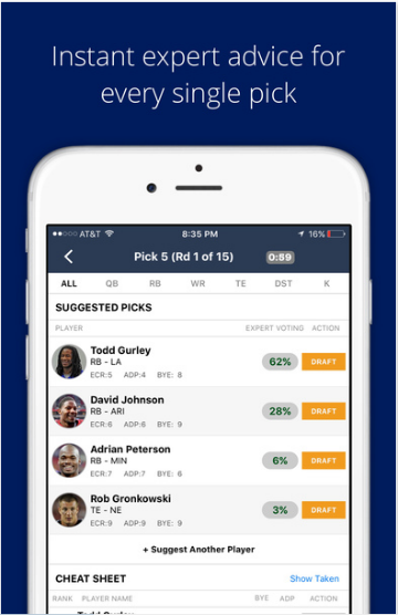 Fantasy Football Draft Wizard by FantasyPros app.