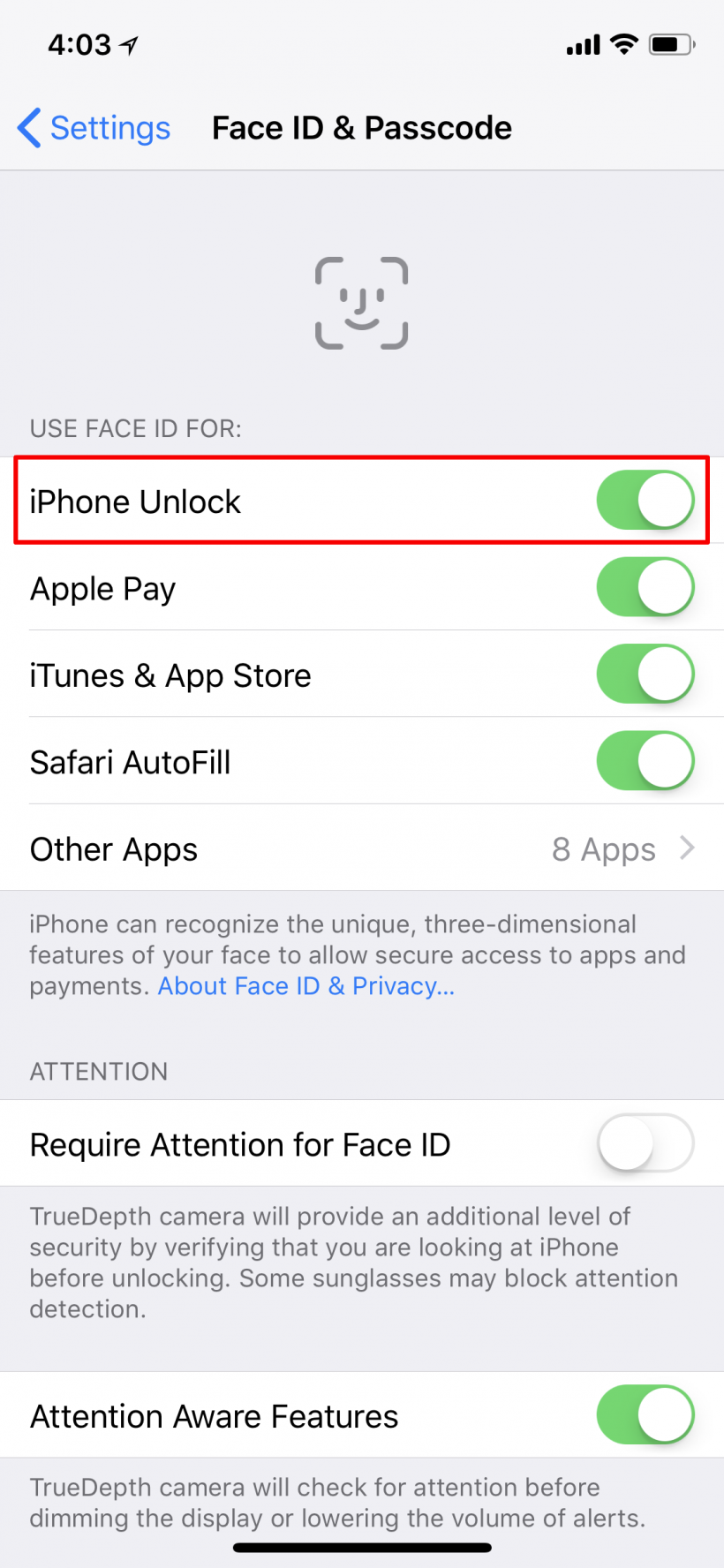 How to quickly turn off Face ID on iPhone X.