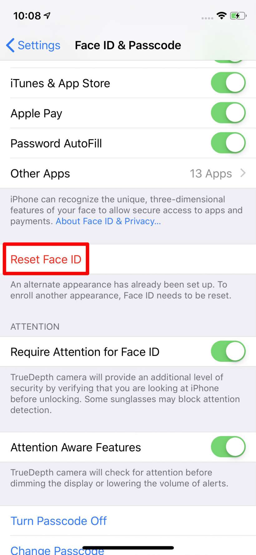 How to set up an alternate Face ID appearance on iPhone X.