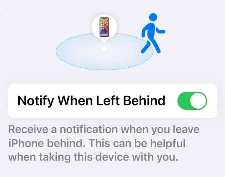 Notify when left behind