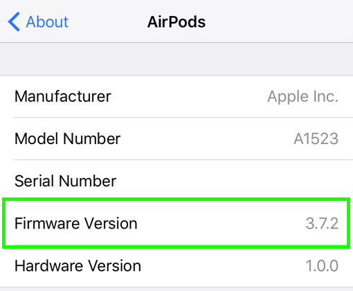 AirPods firmware status